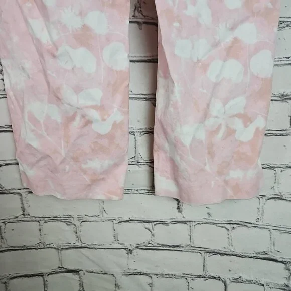 Anthropologie Jamie Chino Pants Sz 4 Pink Tie Dye Straight Cute 90s Floral Retro - Picture 3 of 9